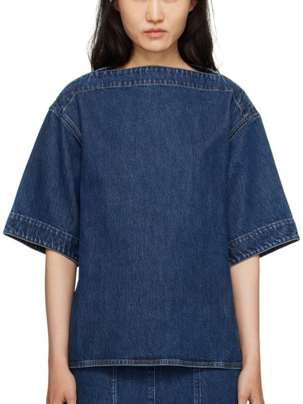 TOTEME Denim Boat Neck Top